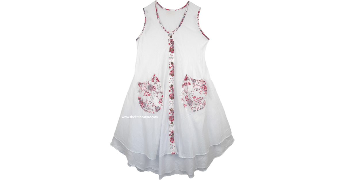 White Double Layered Sleeveless Hippie Sundress | Dresses | White ...