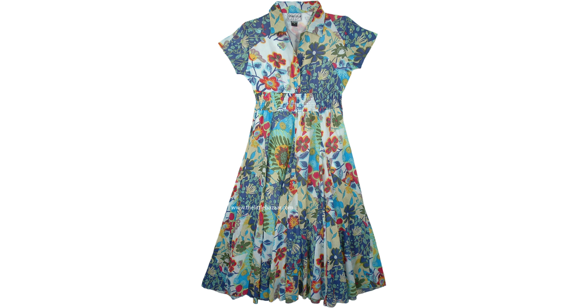 Summer Boho Wear Maxi Shirt Dress in Multicolor Floral | Dresses ...