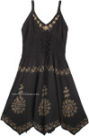 Medieval Styled Black Western Rodeo Embroidered Dress