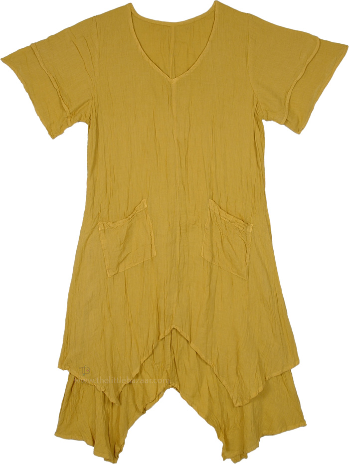 Turmeric Fields Layered Midi Cotton Dress