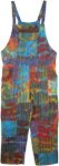 Woven Cotton Tie Dye Overalls Jumpsuit in Multicolor [7184]