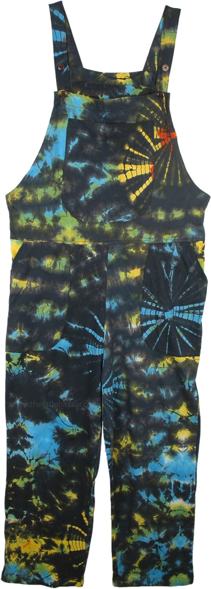 Summer Splash Tie Dye Hippie Dungaree in Cotton