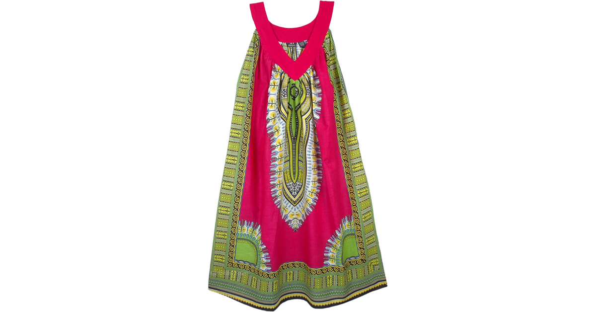 pink and green dashiki dress African Dashiki Maxi Gown for Women