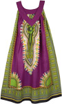 Dashiki Print Purple Free Size Cotton Sundress