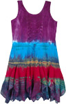 Tie Dye Short Boho Dress Handkerchief Hem