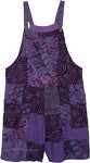 Purple Heart Summer Romper Dungarees with Gypsy Patchwork [7353]