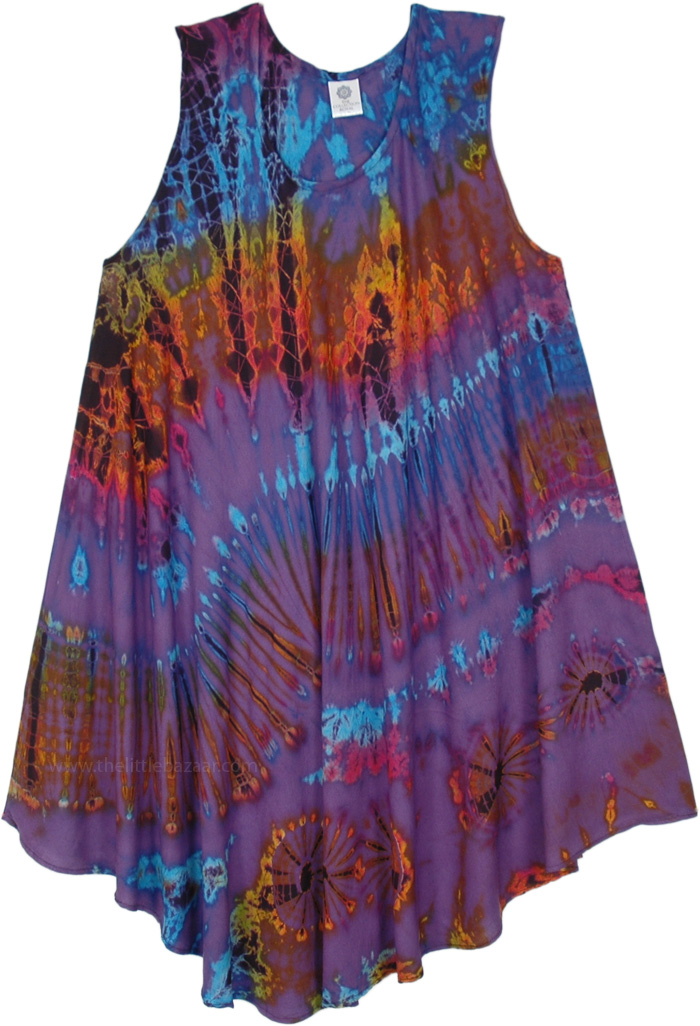 Free Size Wavy Purple Tones Sleeveless Umbrella Dress