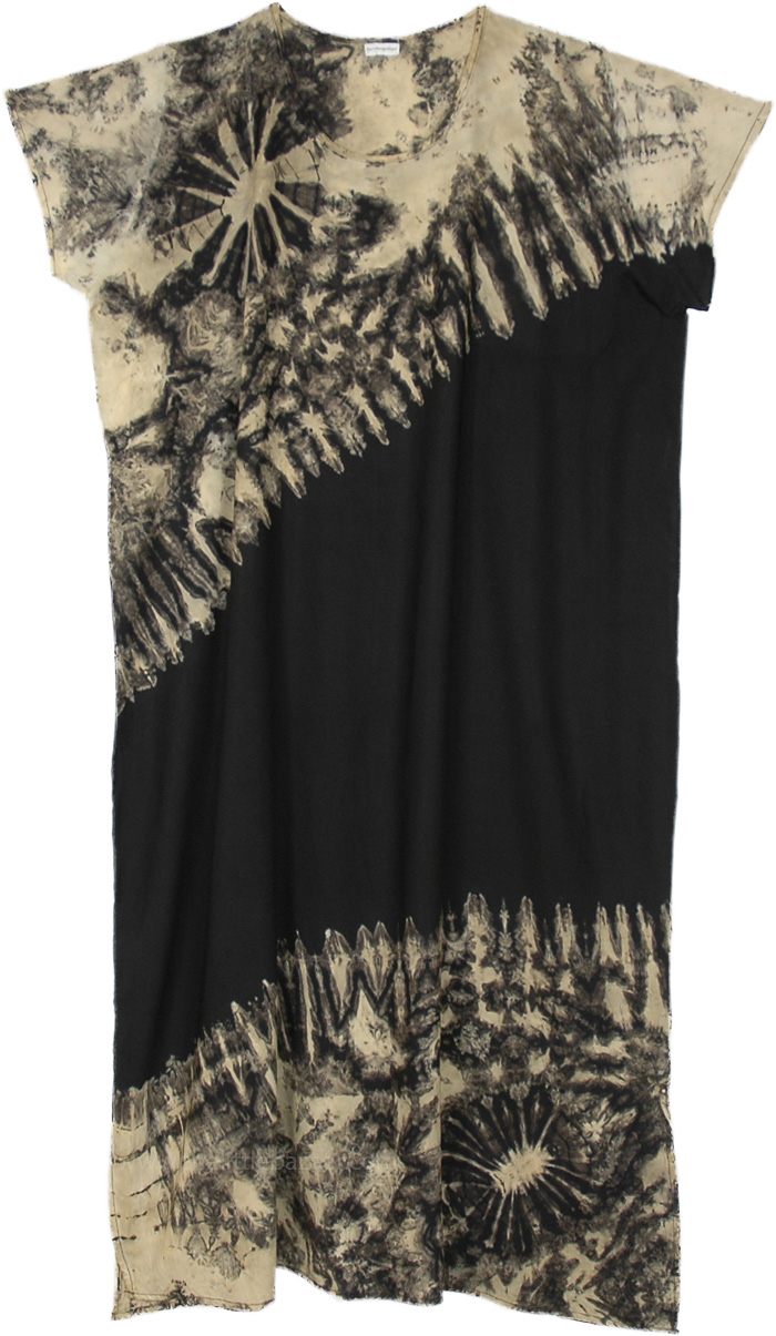 ink Blot Boho Tie Dye Long Dress | Dresses | Black | Printed, Bohemian