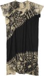 Rayon Dress in Black and Cream [7466]