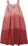 Ombre Dress with Floral Embroidery and Side Pockets in Pink [7560]