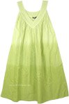 Lime Ombre Summer Dress with Floral Embroidery [7561]