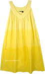 Yellow Dress with Floral Embroidery and Side Pockets in yellow [7562]