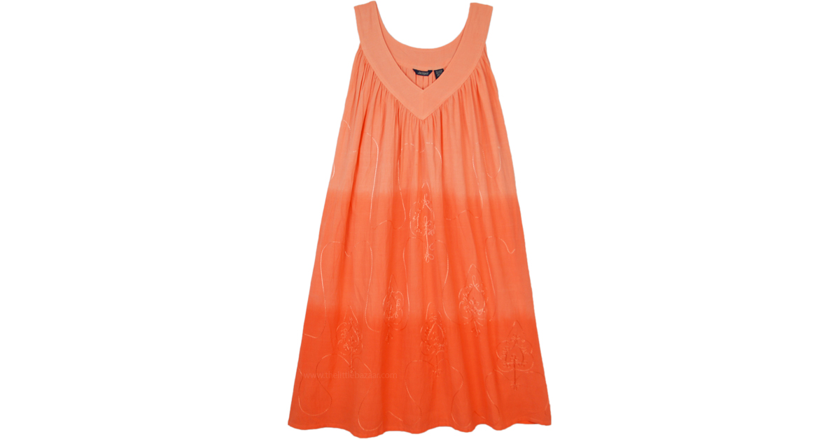 Cantaloupe Ombre Sleeveless Cotton Summer Dress Dresses Orange