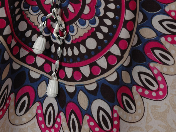 V-Neck Kaftan Dress with Pink and Blue Mandala Print