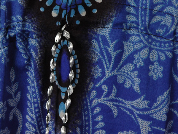 Blue Polyester Kaftan Dress with Paisley Print