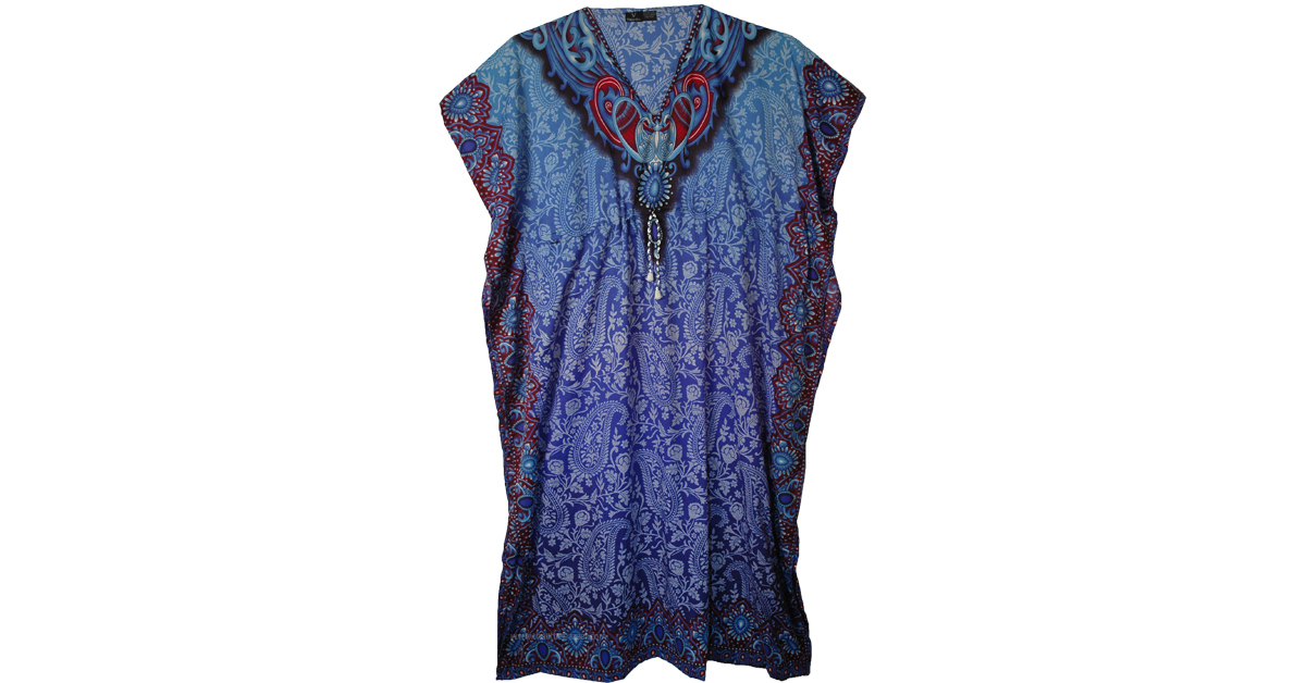 open lace back dress Undercover24 Red Printed Long Kaftan Dress main image 1