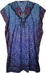 Loose Fit Kaftan in Blue with Paisley Print [7652]
