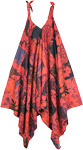 Rose Red Summer Jumpsuit Dress with Hi Low Hemline [7661]