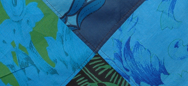 Blue Cotton Patchwork Harem Jumpsuit with Wide Leg
