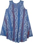Blue Sleeveless Flowing Umbrella Dress in XL [7670]