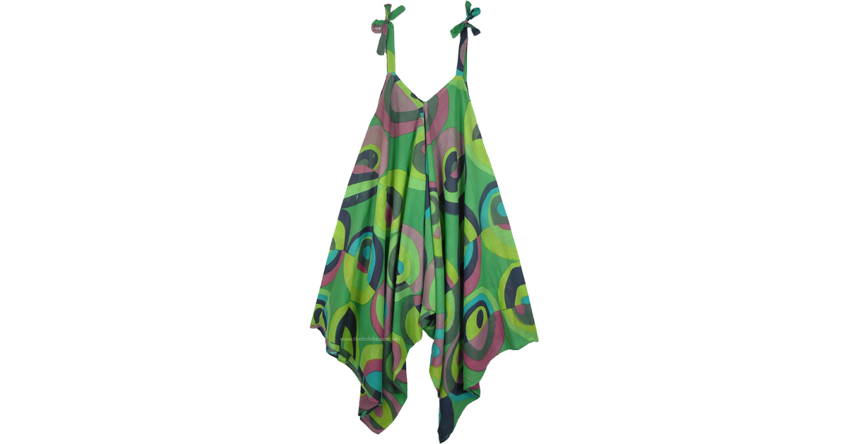 Sleeveless Harem Hippie Green Cotton Printed Jumpsuit | Dresses | Green ...
