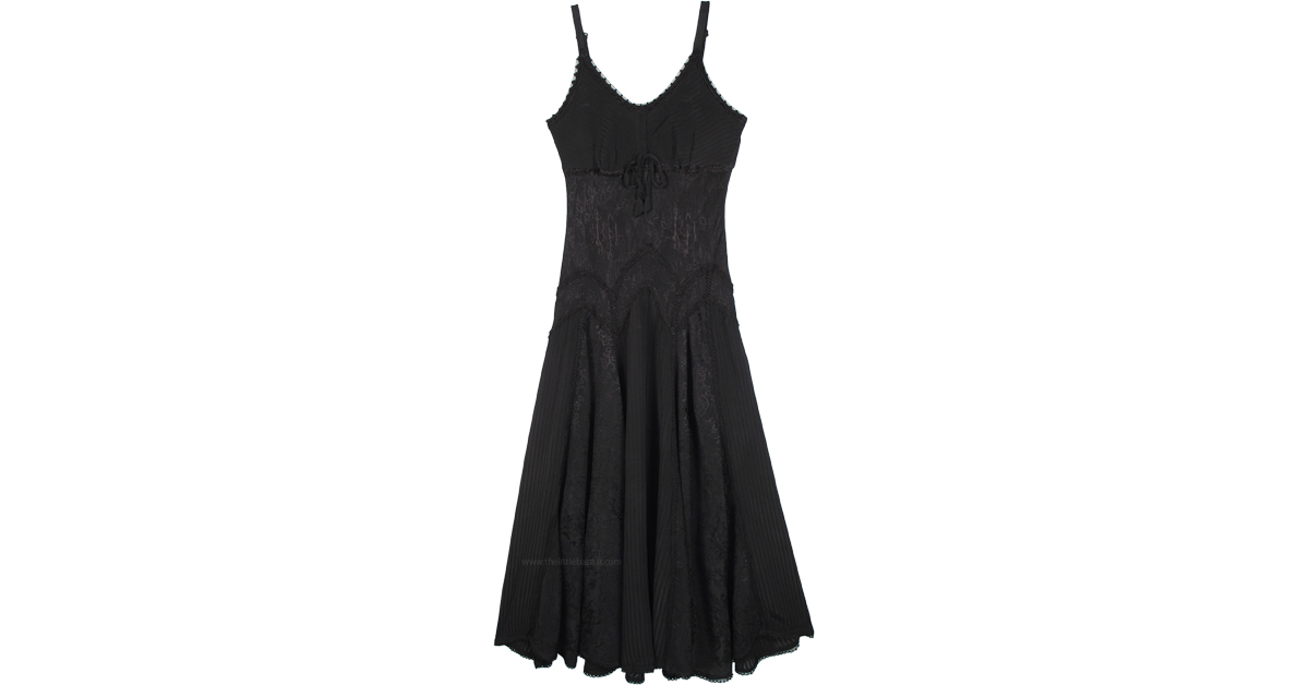 Midnight Black Renaissance Dress with Floral Embroidery | Dresses ...