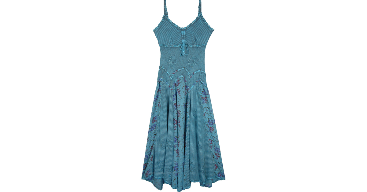 Buy online Teal Blue Solid Fit & Flare Dress from western wear for