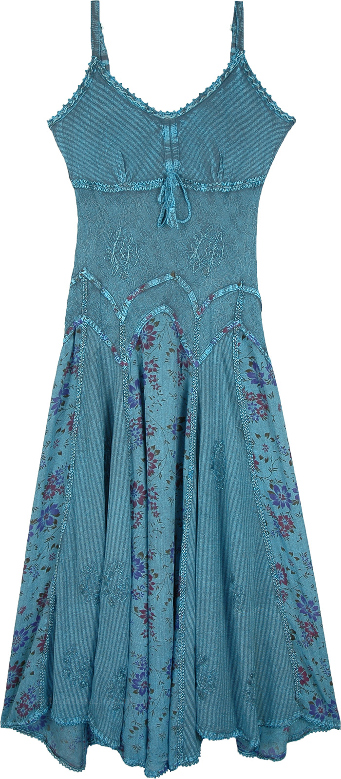 Buy online Teal Blue Solid Fit & Flare Dress from western wear for