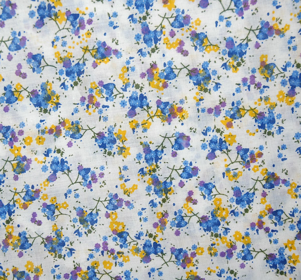 Blue Yellow Wildflower Printed Cotton Night Dress