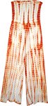 Rust White Tie Dye Smocked Off Shoulder Jumpsuit