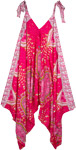 Pink Peacock Printed Overalls in Flowing Rayon Fabric [7850]