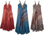 Eastern Printed Flowing Maxi Dresses Set of 3 [7862]