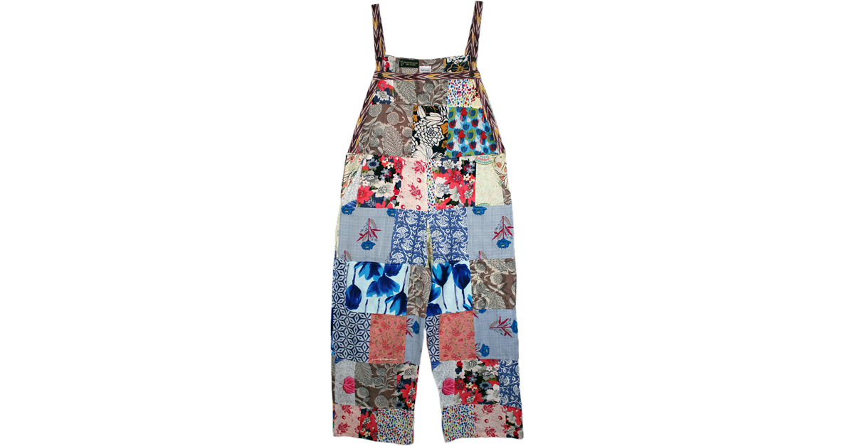 Celestial Garden Hippie Patchwork Cotton Jumpsuit Overalls Dresses
