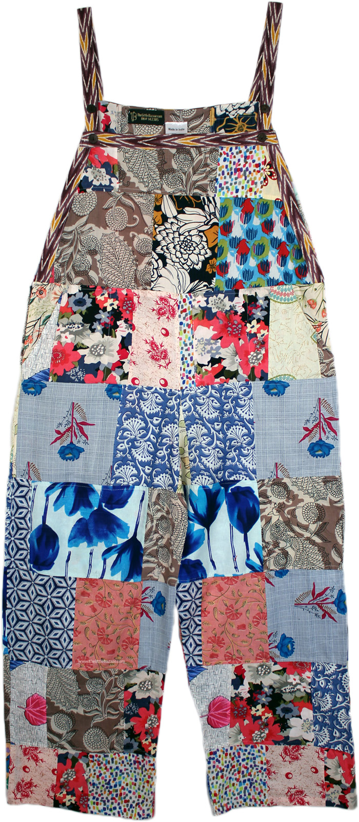 Celestial Garden Hippie Patchwork Cotton Jumpsuit Overalls