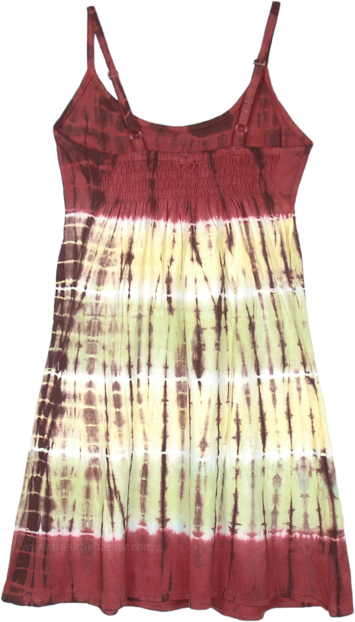 Rusty Brown Tie Dye Midi Length Jersey Cotton Dress | Dresses | Brown ...