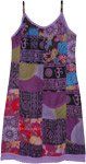 Cotton Patchwork Purple Sleeveless Sun Dress [7969]