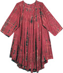 Chestnut Rose Full Sleeve Umbrella Dress with Tie Dye