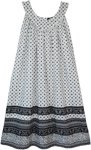 Black White Ethnic Printed Free Flowing Cotton Dress