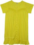 Fluoro Yellow Button Down Cotton Mid Length Dress