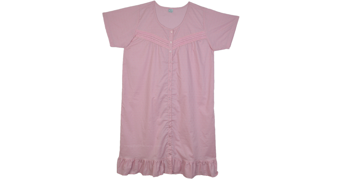 light pink night dress Pink Velvet Polka Dot Night Gown & Robe Set main image 0