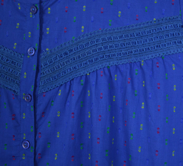 Azure Blue Mid Length Button Down Cotton Dress