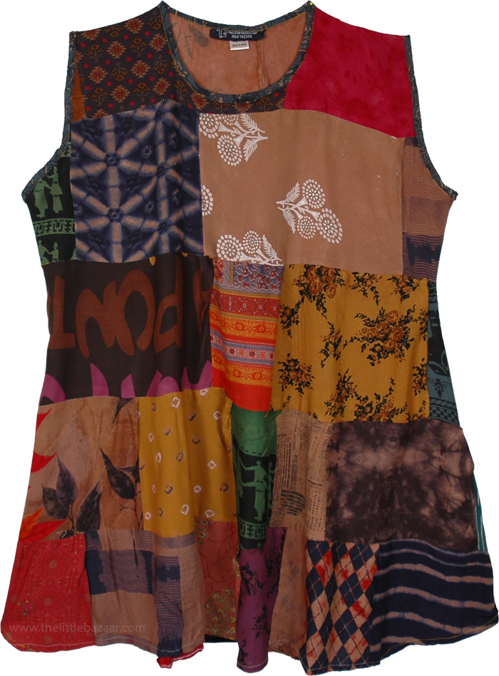 Save The Earth Recycled Patchwork Boho Dress