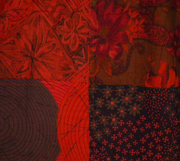 Red Night Cotton Patchwork Knee Length Hippie Dress