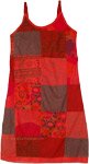 Cotton Patchwork Red Sleeveless Hippie Boho Sun Dress [8443]
