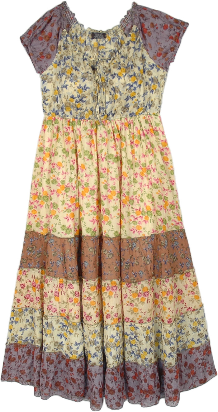 Floral Frolic Cotton Mid Calf Summer Dress