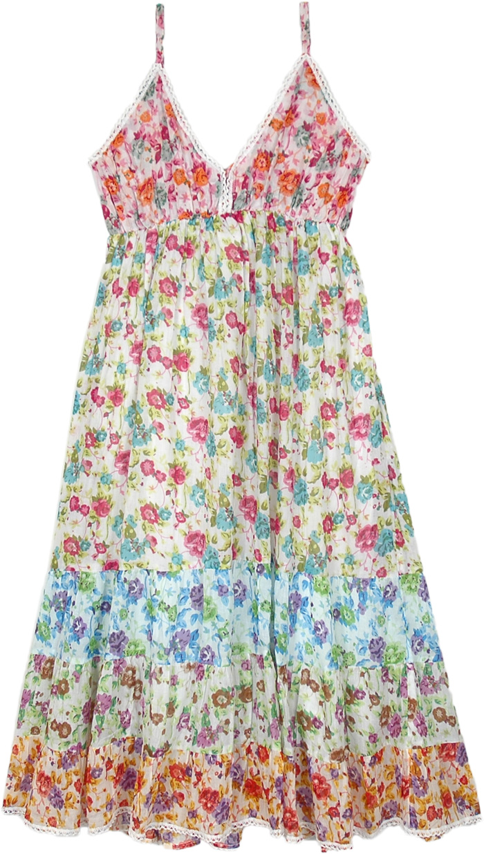 Mid Calf Length Floral Summer Dress in Breezy Tones - Dresses - Sale on ...