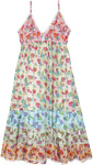 Mid Calf Length Floral Summer Dress in Breezy Tones [8466]
