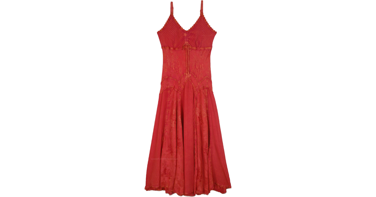 Fire Red Women Long Spaghetti Strap Dress | Dresses | Red | Sleeveless ...