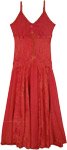 Rodeo Summer Sleeveless Dress in Fire Red with Vertical Tiers [8498]
