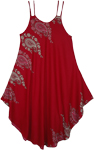 Red Summer Jumpsuit Dress with Ethnic Paisley Print [8537]